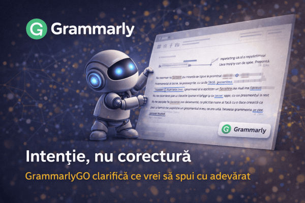GrammarlyGO recenzie: cum îmbunătățește intenția textului, nu doar corectitudinea gramaticală grammarly